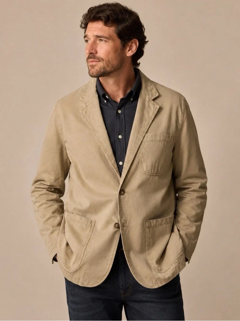 Duluth Trading Mens Fire Hose Presentation Jacket XL Khaki Blazer Tradesman Hunt
